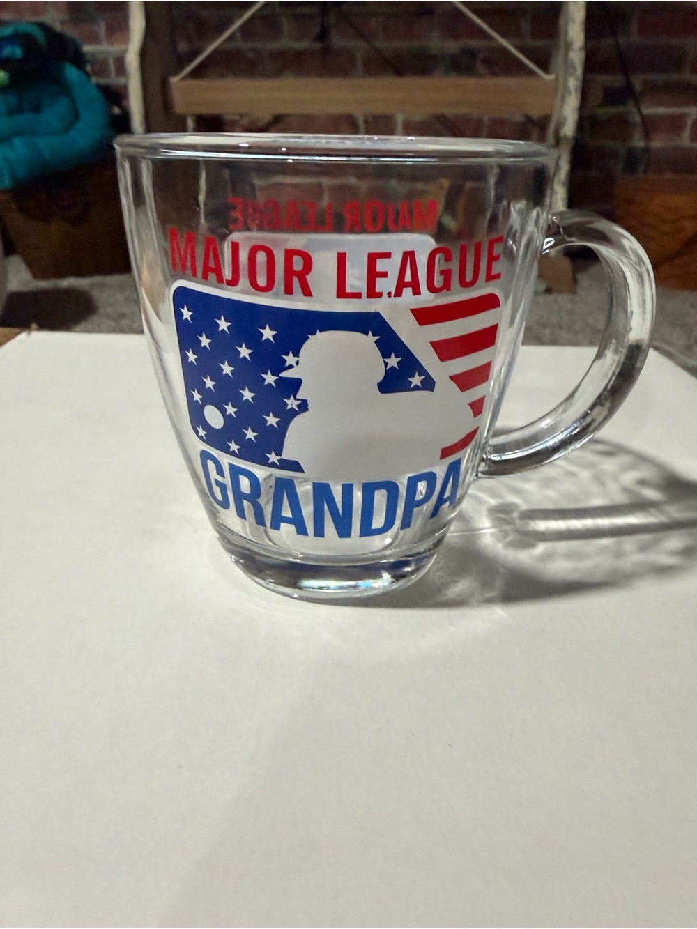 MLB Major League Grandpa Glass Mug - Red, Blue, White